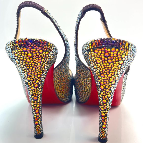 Christian Louboutin No Prive So Private Swarovski Volcano Strass Heels Euro 37.5